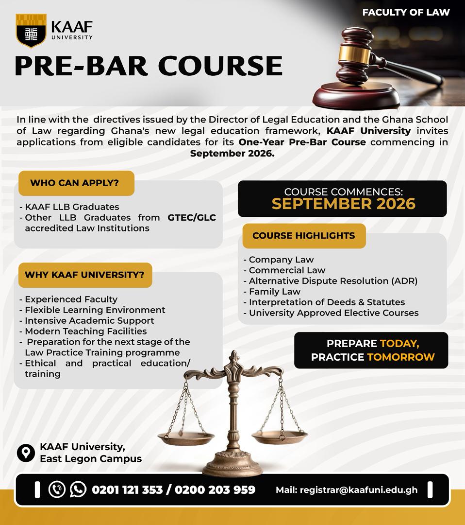 KAAF University Launches One-Year Pre-Bar Course for Aspiring Legal Professionals
